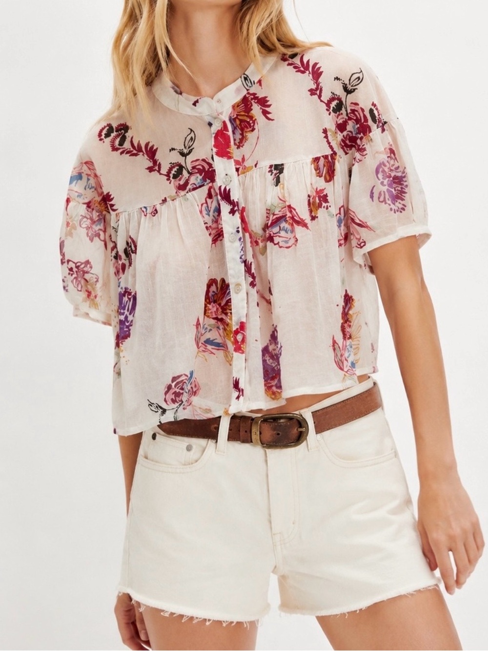Free People Sweet Escape Cropped Top Blouse